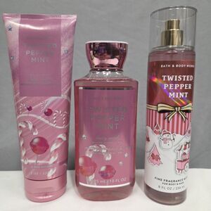 BATH & BODY WORKS TWISTED PEPPERMINT  MIST /BODY WASH /BODY CREAM